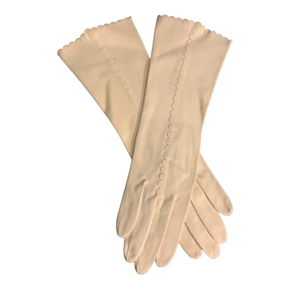 NWOT VTG German Louis Fischi Suede Scallop Edge Accent Evening Wedding Gloves - Picture 3 of 7
